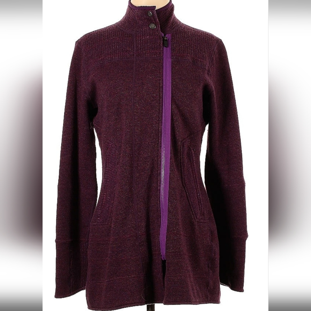 Title Nine wool purple swacket S Small 4 6 8 zip tunic sweater jacket EUC
